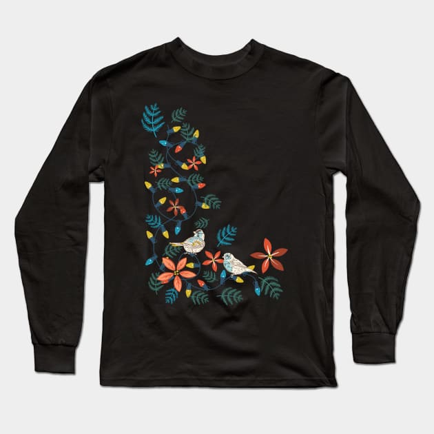 Tangled Lights with Birds Long Sleeve T-Shirt by SWON Design